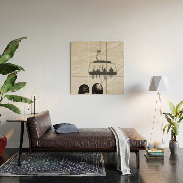 Ski Lift Shadows Wood Wall Art Gallery Image 2