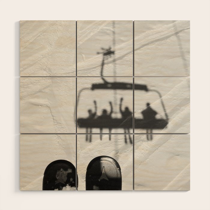 Ski Lift Shadows Wood Wall Art Gallery Image 1