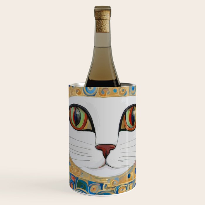 Klimt Space Cat in Blue and Gold Wine Chiller Gallery Image 1
