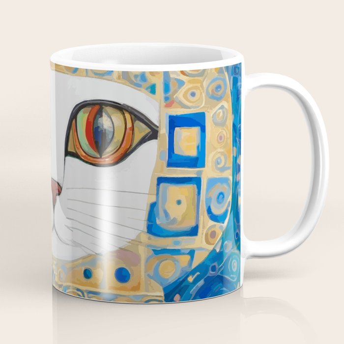 Klimt Space Cat in Blue and Gold Coffee Mug Gallery Image 1