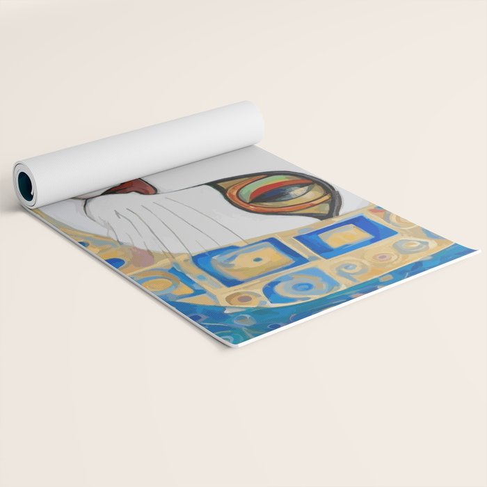 Klimt Space Cat in Blue and Gold Yoga Mat Gallery Image 2