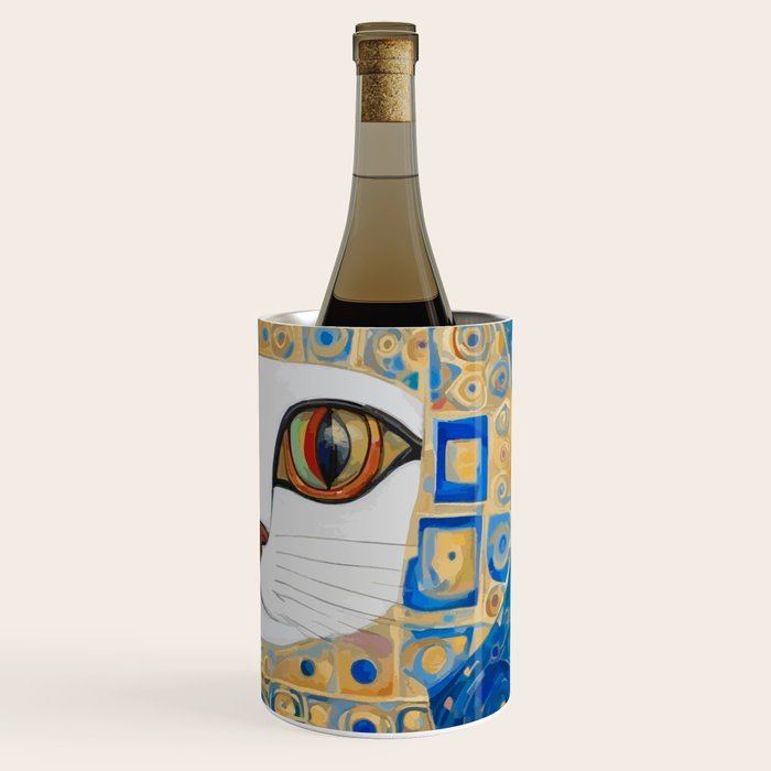 Klimt Space Cat in Blue and Gold Wine Chiller Gallery Image 3