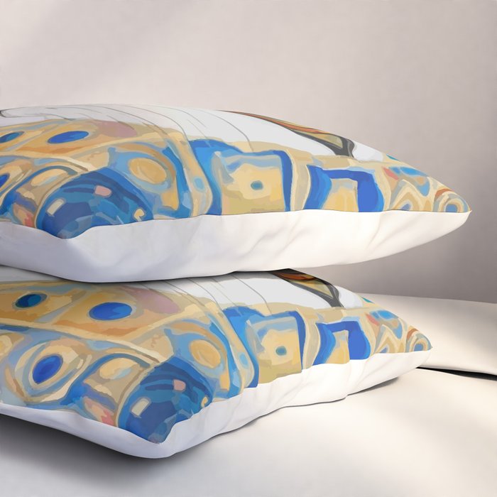Klimt Space Cat in Blue and Gold Pillow Sham Gallery Image 3