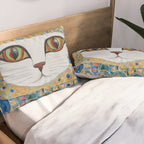 Klimt Space Cat in Blue and Gold Pillow Sham Gallery Image 2