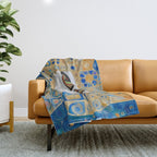 Klimt Space Cat in Blue and Gold Throw Blanket Gallery Image 1