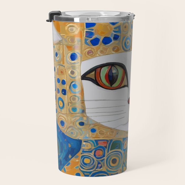 Klimt Space Cat in Blue and Gold Travel Mug Gallery Image 3