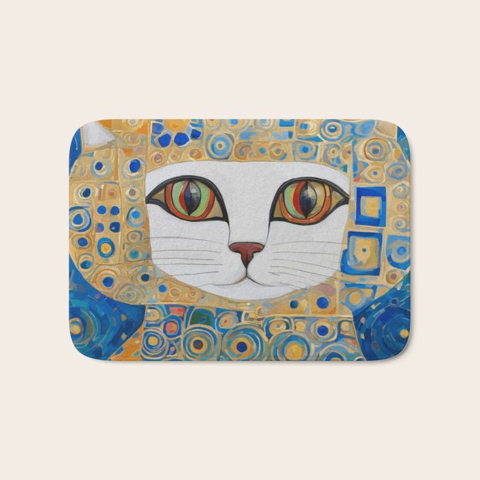 Klimt Space Cat in Blue and Gold Bath Mat Gallery Image 1