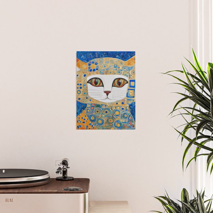 Klimt Space Cat in Blue and Gold Poster Gallery Image 2