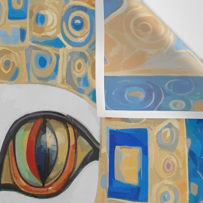 Klimt Space Cat in Blue and Gold Wall Tapestry Gallery Image 3