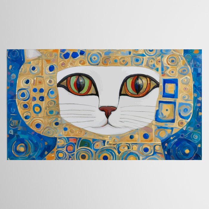 Klimt Space Cat in Blue and Gold Tablecloth Gallery Image 2