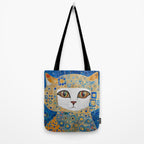 Klimt Space Cat in Blue and Gold Tote Bag Gallery Image 2