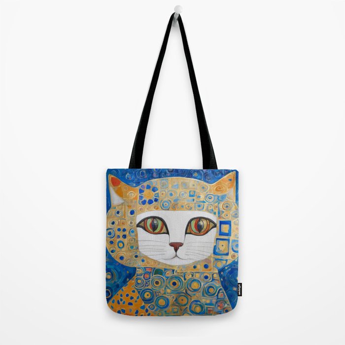 Klimt Space Cat in Blue and Gold Tote Bag Gallery Image 2