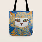 Klimt Space Cat in Blue and Gold Tote Bag Gallery Image 1