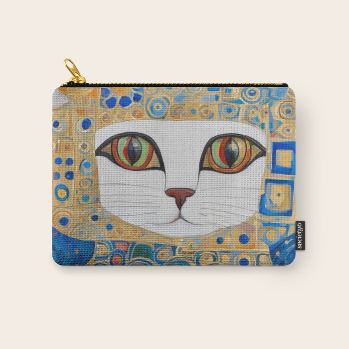 Klimt Space Cat in Blue and Gold Carry All Pouch Gallery Image 1