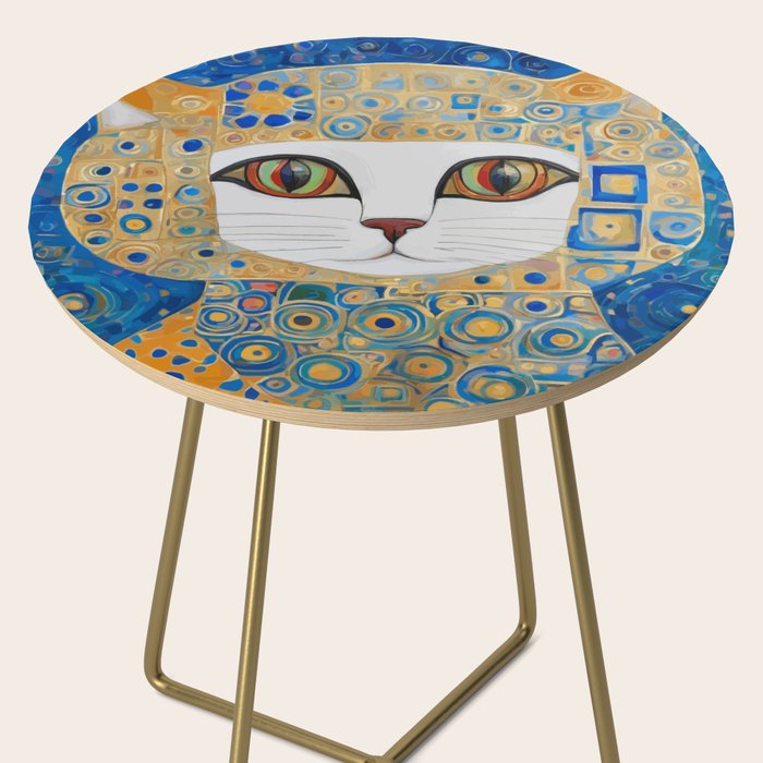 Klimt Space Cat in Blue and Gold Side Table Gallery Image 2