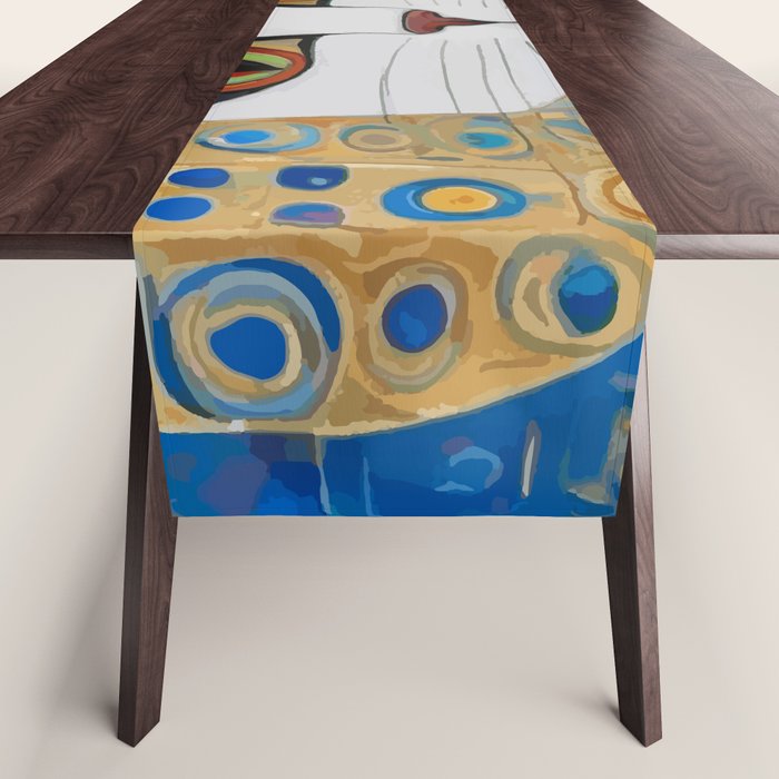 Klimt Space Cat in Blue and Gold Table Runner Gallery Image 1