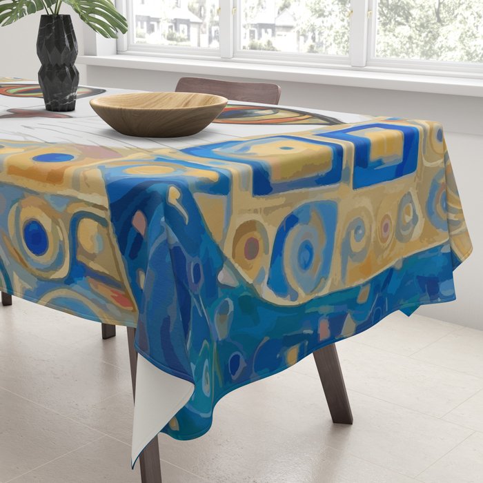 Klimt Space Cat in Blue and Gold Tablecloth Gallery Image 3
