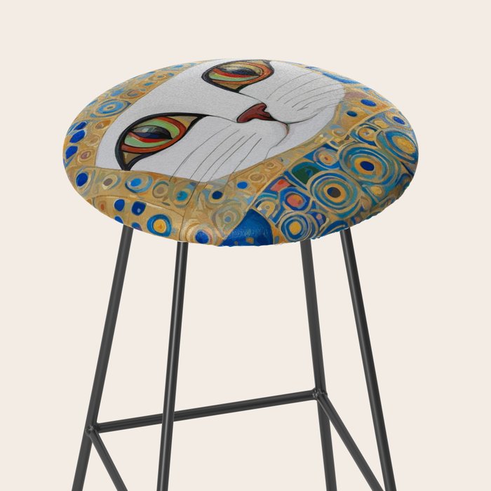 Klimt Space Cat in Blue and Gold Stool Gallery Image 2