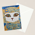 Klimt Space Cat in Blue and Gold Stationery Card Gallery Image 2
