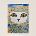 Klimt Space Cat in Blue and Gold Stationery Card Gallery Image 2