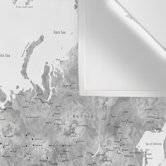 Adventure awaits... detailed world map in grayscale watercolor Wall Tapestry Gallery Image 3