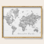 Adventure awaits... detailed world map in grayscale watercolor Serving Tray Gallery Image 1