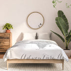 Adventure awaits... detailed world map in grayscale watercolor Comforter Gallery Image 3