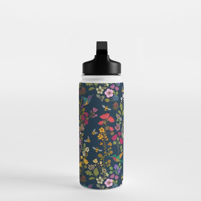 Hummingbirds and Bees {Deep Blue} Water Bottle Gallery Image 3