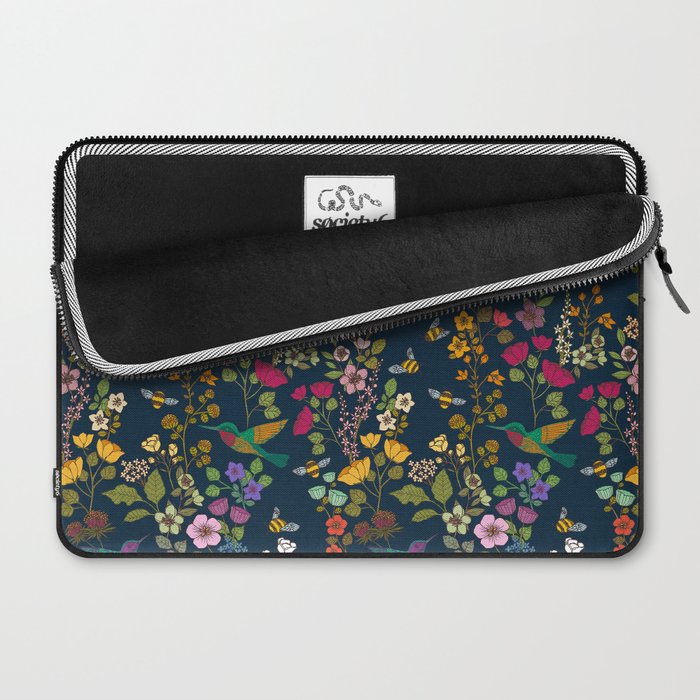 Hummingbirds and Bees {Deep Blue} Laptop Sleeve Gallery Image 2