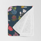 Hummingbirds and Bees {Deep Blue} Throw Blanket Gallery Image 3