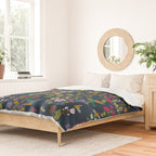 Hummingbirds and Bees {Deep Blue} Duvet Cover Gallery Image 2