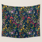 Hummingbirds and Bees {Deep Blue} Wall Tapestry Gallery Image 4
