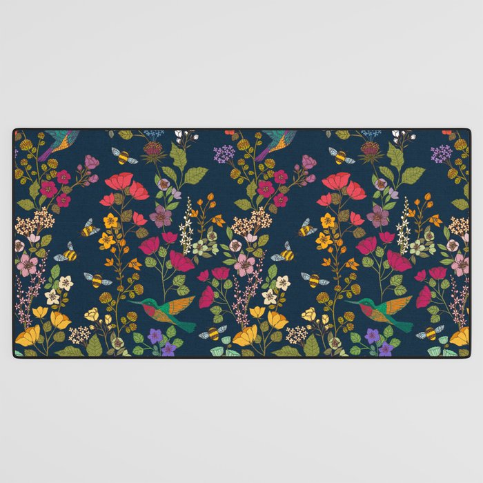 Hummingbirds and Bees {Deep Blue} Desk Mat Gallery Image 3