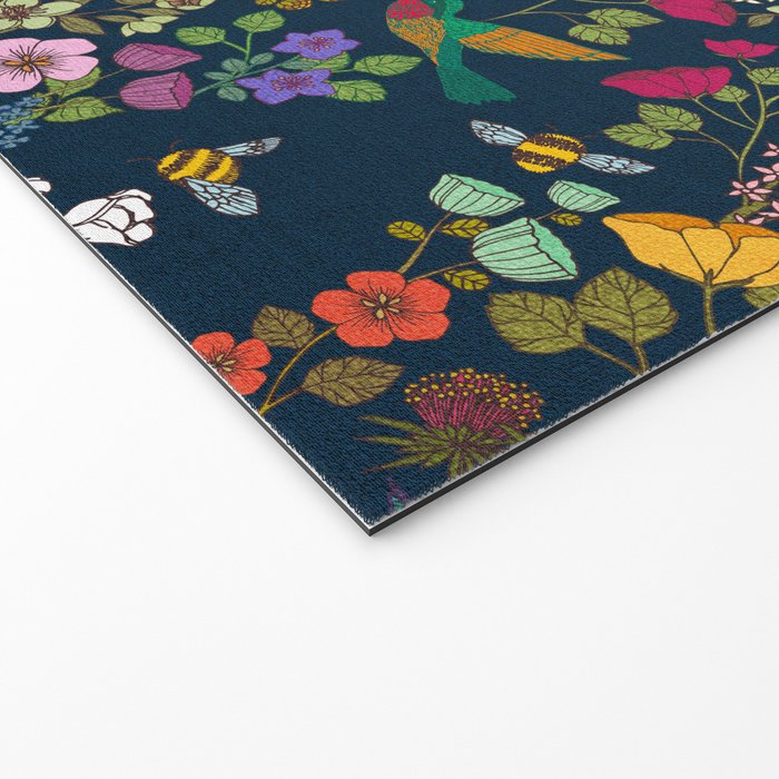 Hummingbirds and Bees {Deep Blue} Welcome Mat Gallery Image 2