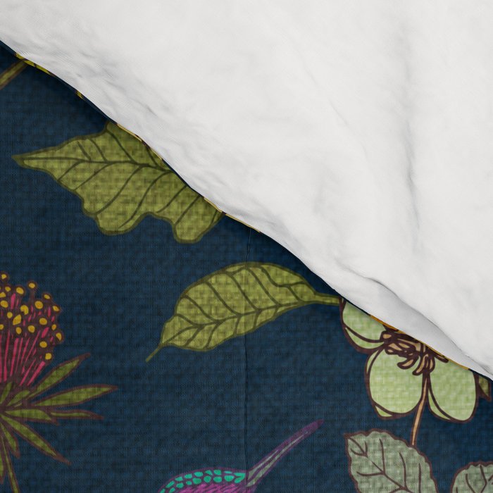 Hummingbirds and Bees {Deep Blue} Comforter Gallery Image 4