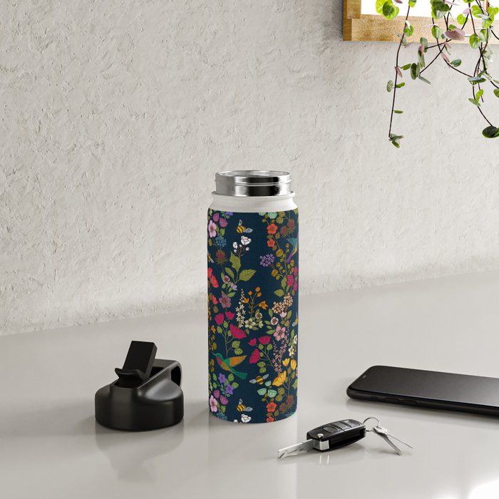Hummingbirds and Bees {Deep Blue} Water Bottle Gallery Image 4