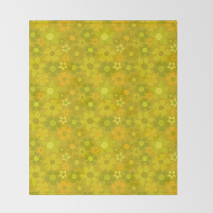 retro floral by surfy birdy Throw Blanket Gallery Image 2