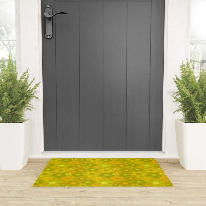 retro floral by surfy birdy Welcome Mat Gallery Image 3