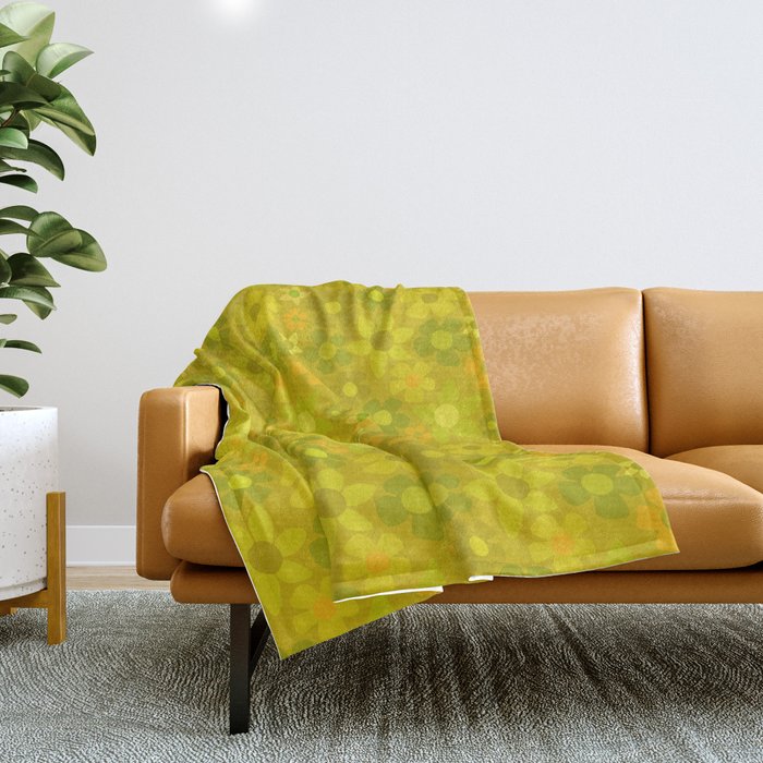 retro floral by surfy birdy Throw Blanket Gallery Image 1