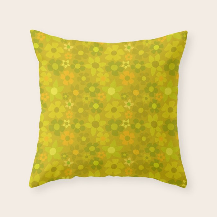 retro floral by surfy birdy Throw Pillow Gallery Image 6