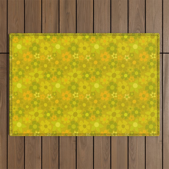 retro floral by surfy birdy Outdoor Rug Gallery Image 1