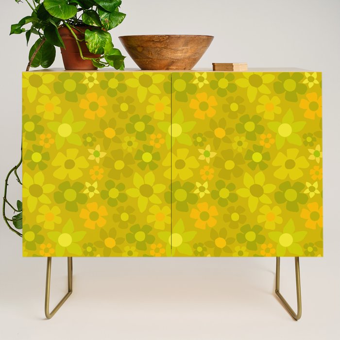 retro floral by surfy birdy Credenza Gallery Image 1