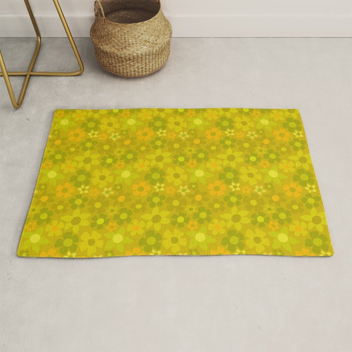 retro floral by surfy birdy Rug Gallery Image 1