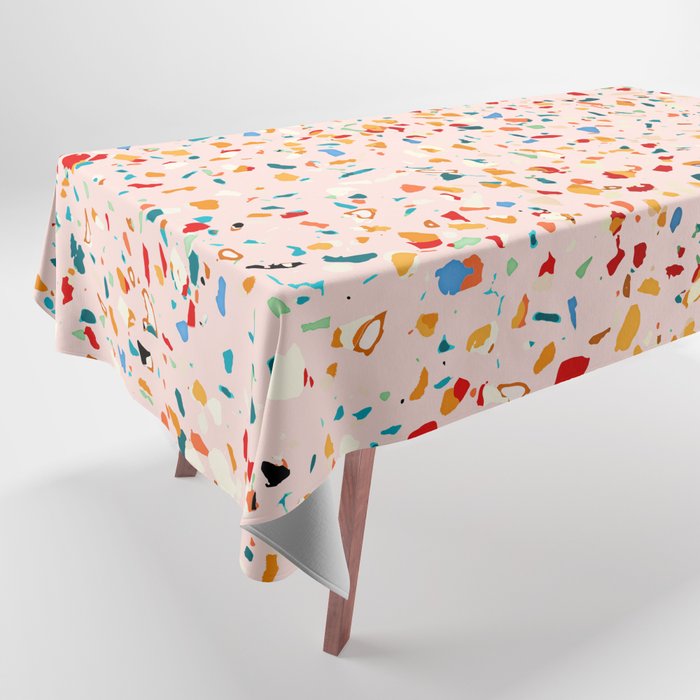 Blush Terrazzo | Pink Eclectic Speckles | Abstract Confetti Painting | Chic Bohemian Illustration Tablecloth Gallery Image 1