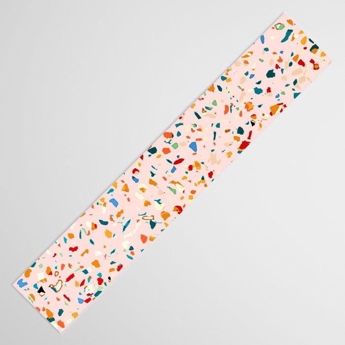 Blush Terrazzo | Pink Eclectic Speckles | Abstract Confetti Painting | Chic Bohemian Illustration Table Runner Gallery Image 3