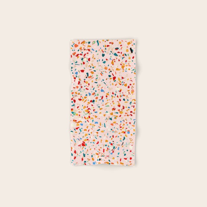 Blush Terrazzo | Pink Eclectic Speckles | Abstract Confetti Painting | Chic Bohemian Illustration Towels Gallery Image 1