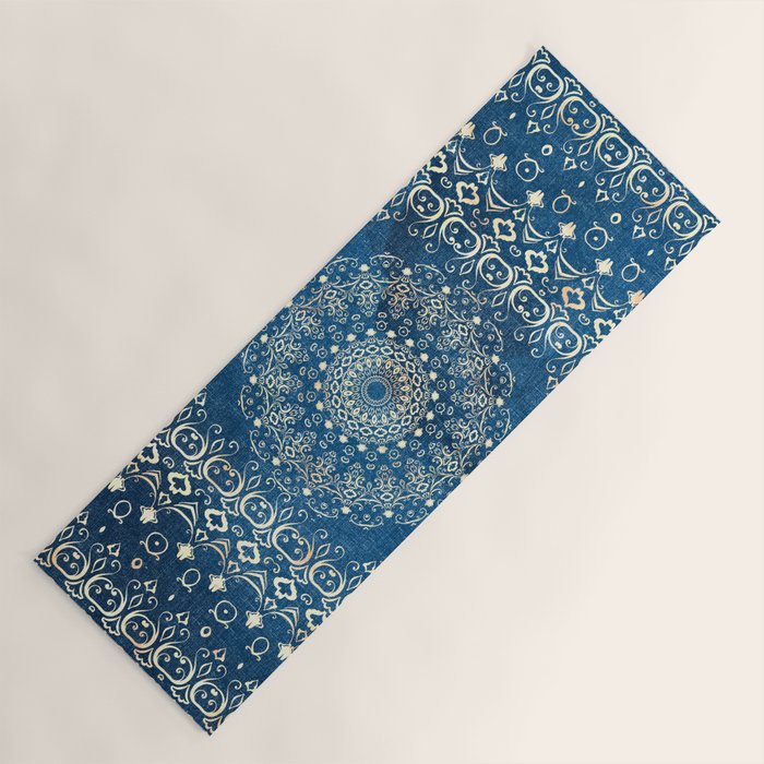 Old Bookshop Magic Mandala in Blue Yoga Mat Gallery Image 1