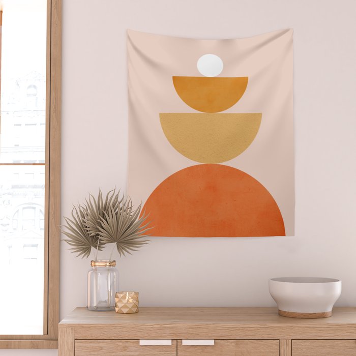 Abstraction Circles Balance Modern Minimalism 007 Wall Tapestry Gallery Image 2