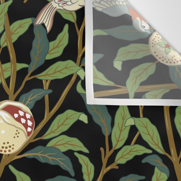 William Morris Enchanted Bird & Pomegranate Black Botanical Wall Tapestry Gallery Image 3