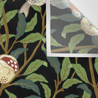 William Morris Enchanted Bird & Pomegranate Black Botanical Wall Tapestry Gallery Image 3